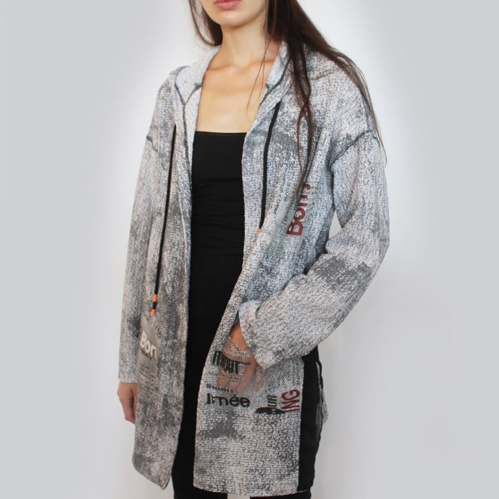 Organza Pocket Textured Hoodie H-4276